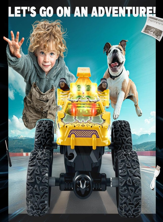 بيزغار ألعاب شاحنة الوحش الصغيرة من بيزجار - سيارة تحكم عن بعد بتردد 2.4 جيجاهرتز بمقياس 1:64 مع أضواء ملونة، تدور 360 درجة، هيكل معدني - شاحنة وحش تعمل بالتحكم عن بعد للأولاد والبنات من عمر 3 إلى 8 سنوات (أصفر) - Image 5